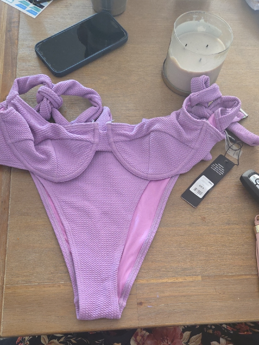 Fashion Nova Lilac Textured Bikini Set
